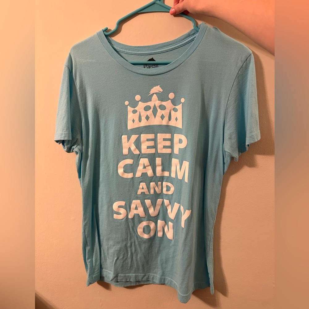 Light Blue Tee with White Graphic